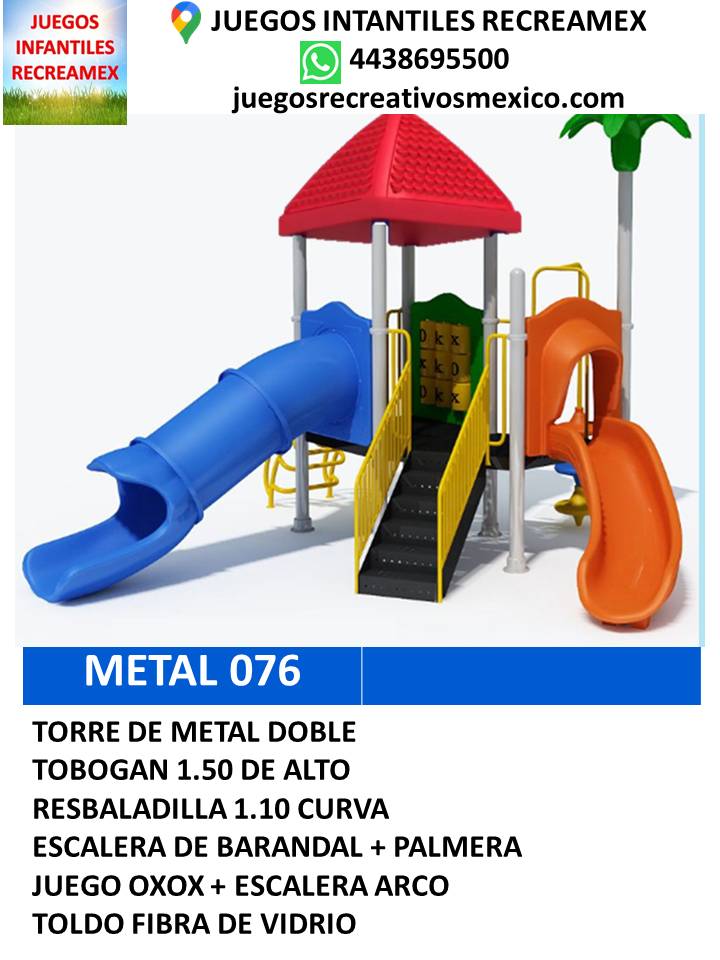 modulo de metal con resbaldilla, tobogan, escalera, juego xoxo